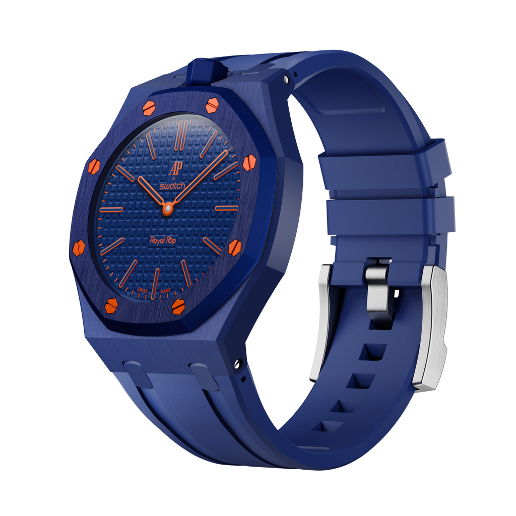 Bioceramic Rubber Strap Case For AP x Swatch Royal Pop Orenji Hachi
