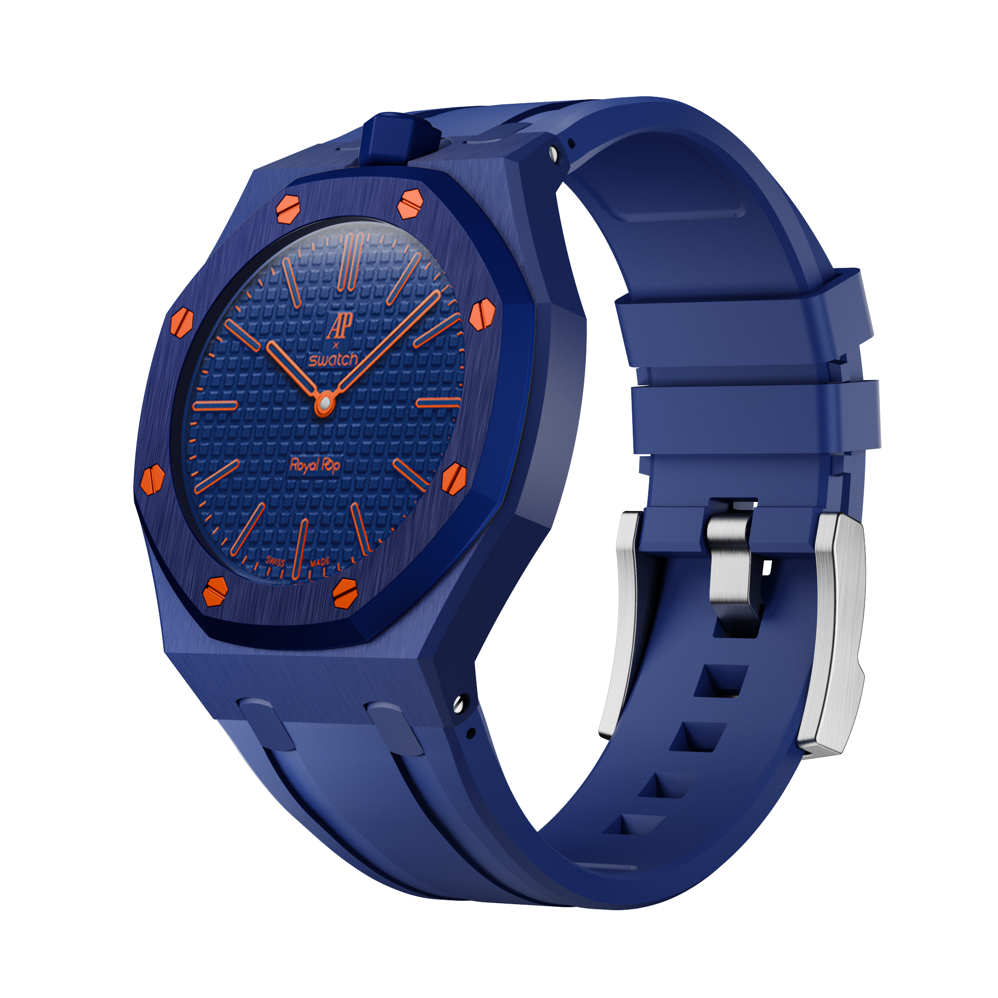 Bioceramic Rubber Strap Case For AP x Swatch Royal Pop Orenji Hachi