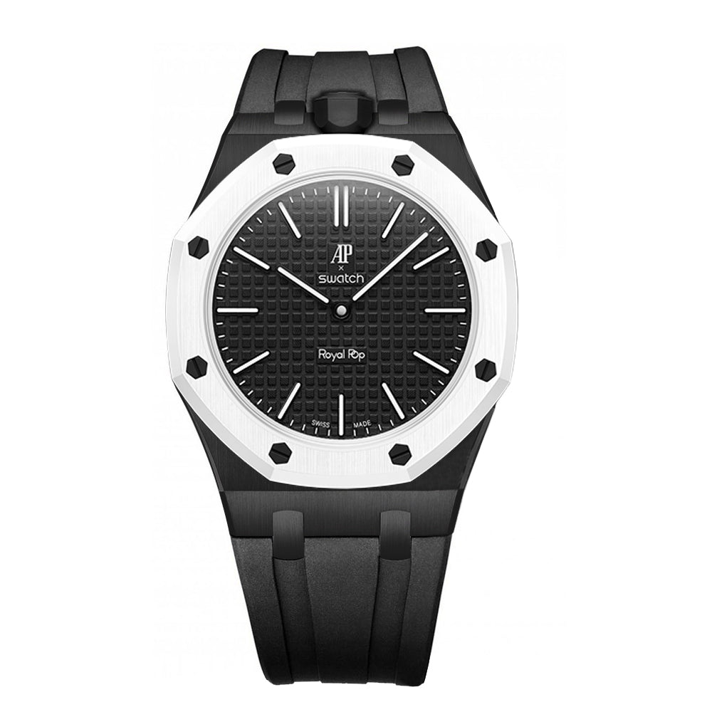 Stainless Steel Rubber Strap Case For AP x Swatch Royal Pop Ocho
