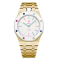 Stainless Steel Yellow Gold Bracelet Case For AP x Swatch Royal Pop Huit Blanc