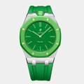 Stainless Steel Rubber Strap Case For AP x Swatch Royal Pop Green Eight