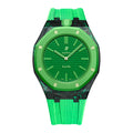 Carbon Fiber Rubber Strap Case for AP X Swatch Royal Pop Green Eight