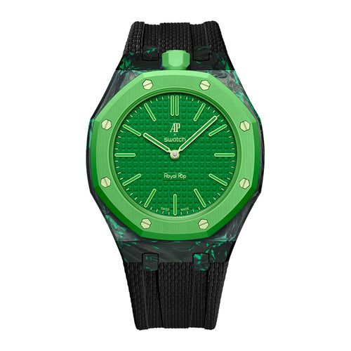 Carbon-Gehäuse mit Kautschukband für AP x Swatch Royal Pop Green Eight