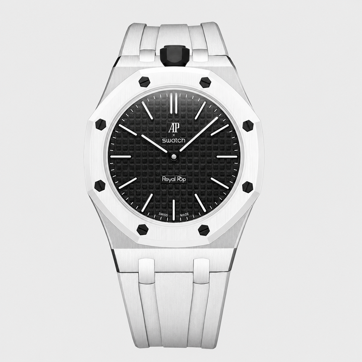 Stainless Steel Rubber Strap Case For AP x Swatch Royal Pop Ocho