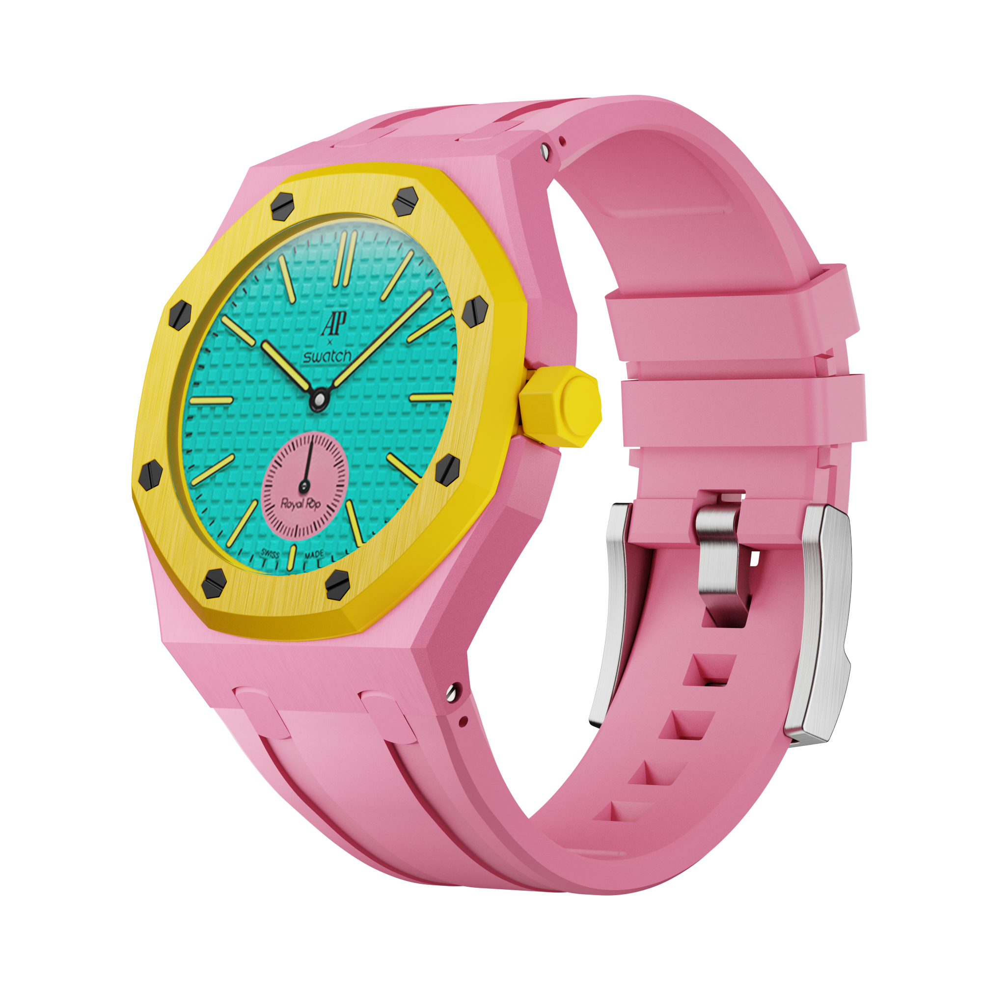 Bioceramic Rubber Strap Case For AP x Swatch Royal Pop OTG ROZ