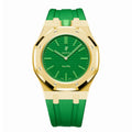 Full Frame Stainless Steel Yellow Gold Rubber Strap Case for AP X Swatch Royal Pop Green Eight