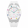 Moissanite Stainless Steel Rubber Strap Case For AP x Swatch Royal Pop Huit Blanc