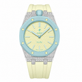 Moissanite Stainless Steel Rubber Strap Case For AP x Swatch Royal Pop Blaue Acht