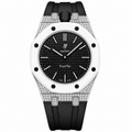 Moissanite Stainless Steel Rubber Strap Case For AP x Swatch Royal Pop Ocho Negro