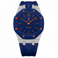 Moissanite Stainless Steel Rubber Strap Case For AP x Swatch Royal Pop Orenij Hachi