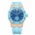 Stainless Steel Rosé Gold Rubber Strap Case For AP x Swatch Royal Pop Làn Ba