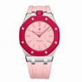 Stainless Steel Rubber Strap Case For AP x Swatch Royal Pop Otto Rosso