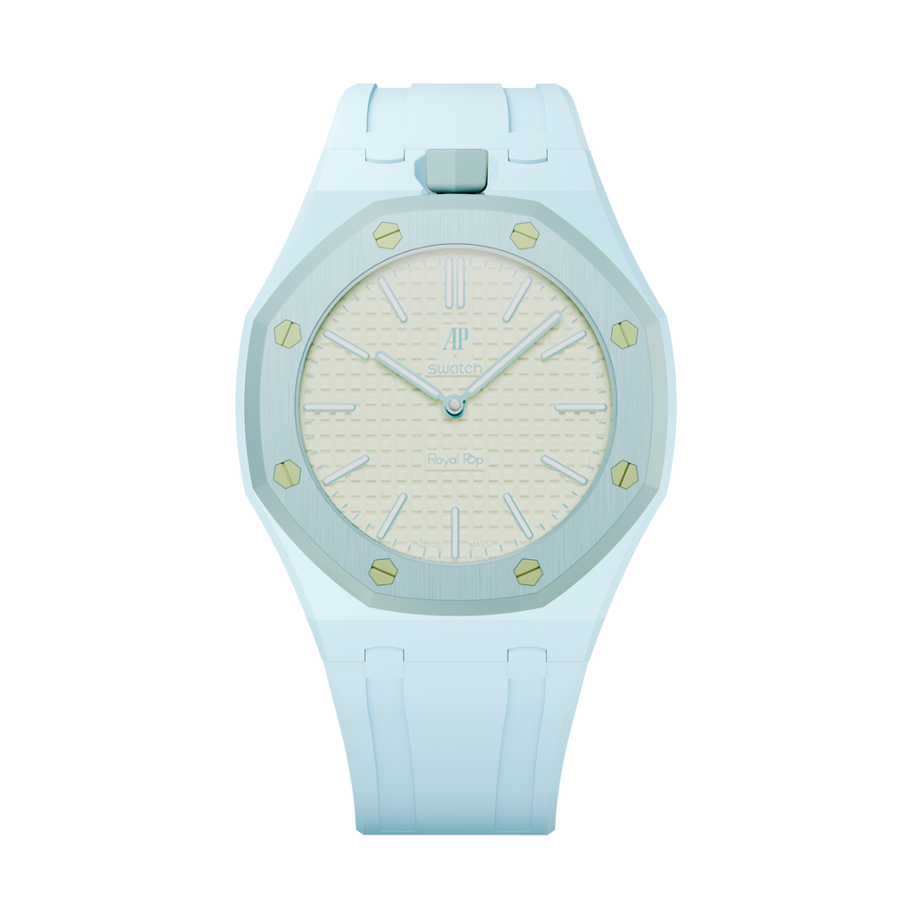 Bioceramic-Gehäuse mit Kautschukband für AP x Swatch Royal Pop Blaue Acht