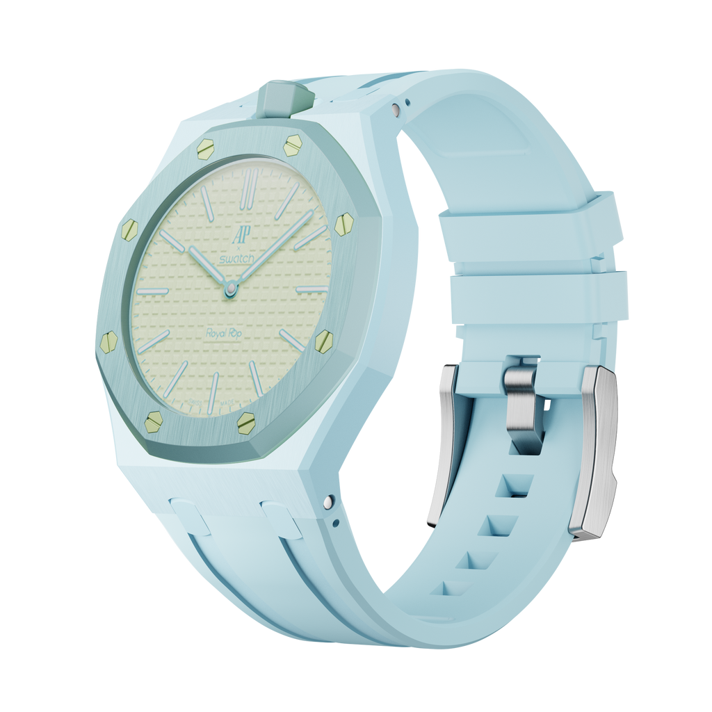 Bioceramic-Gehäuse mit Kautschukband für AP x Swatch Royal Pop Blaue Acht