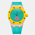 Stainless Steel Rosé Gold Rubber Strap Case For AP x Swatch Royal Pop OTG Roz