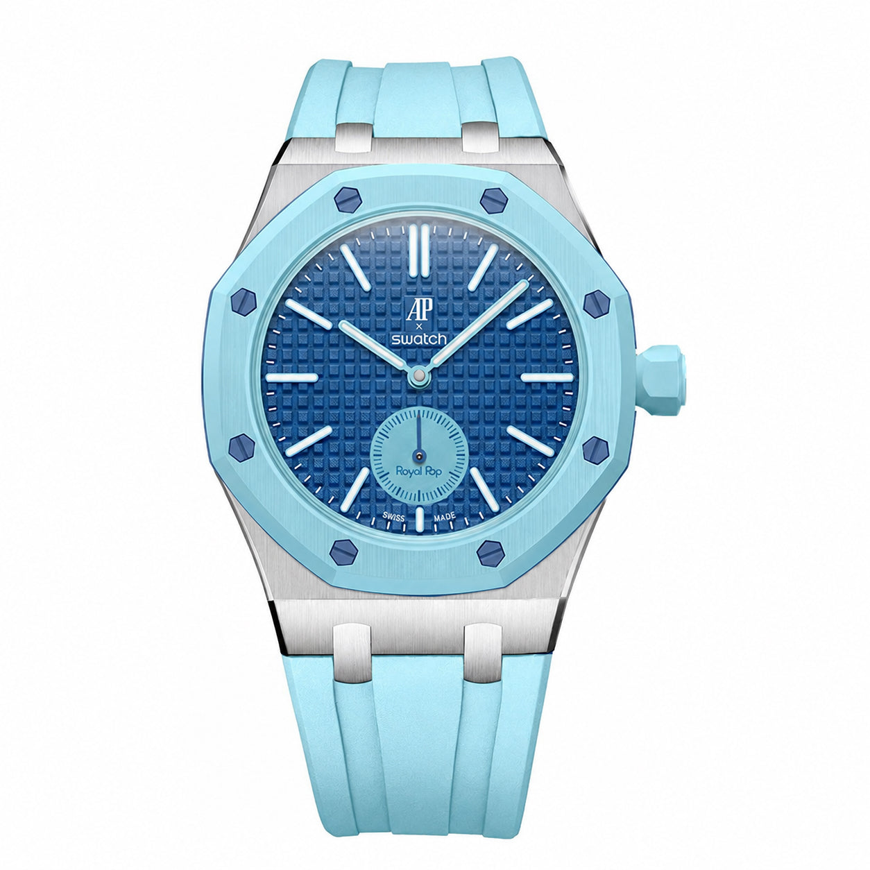 Stainless Steel Rubber Strap Case For AP x Swatch Royal Pop Làn Ba