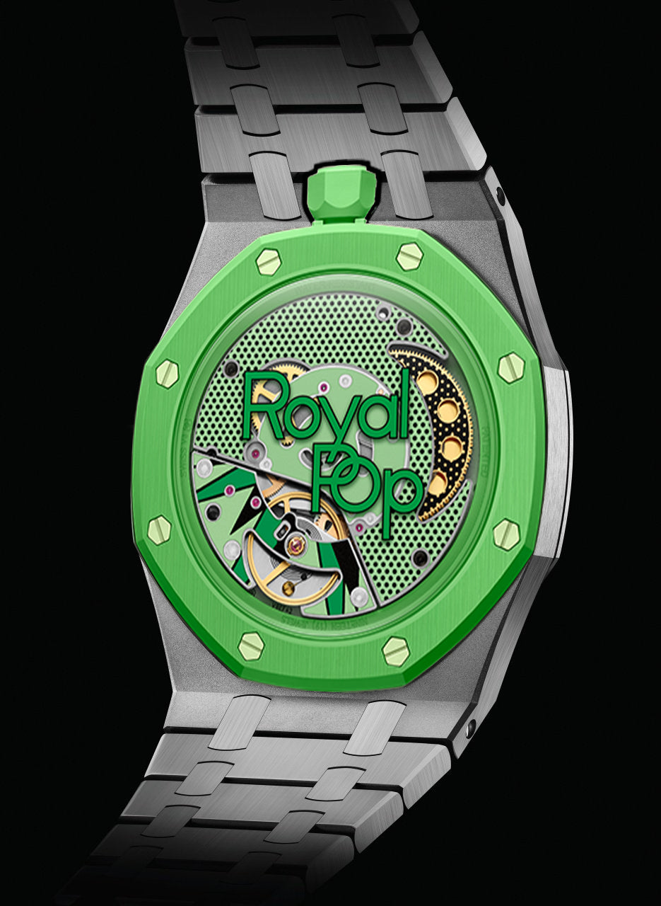 Stainless Steel Bracelet Case For AP x Swatch Royal Pop Green Eight