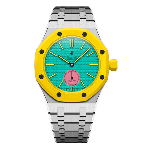 Stainless Steel Bracelet Case For AP x Swatch Royal Pop Huit Blanc OTG ROZ