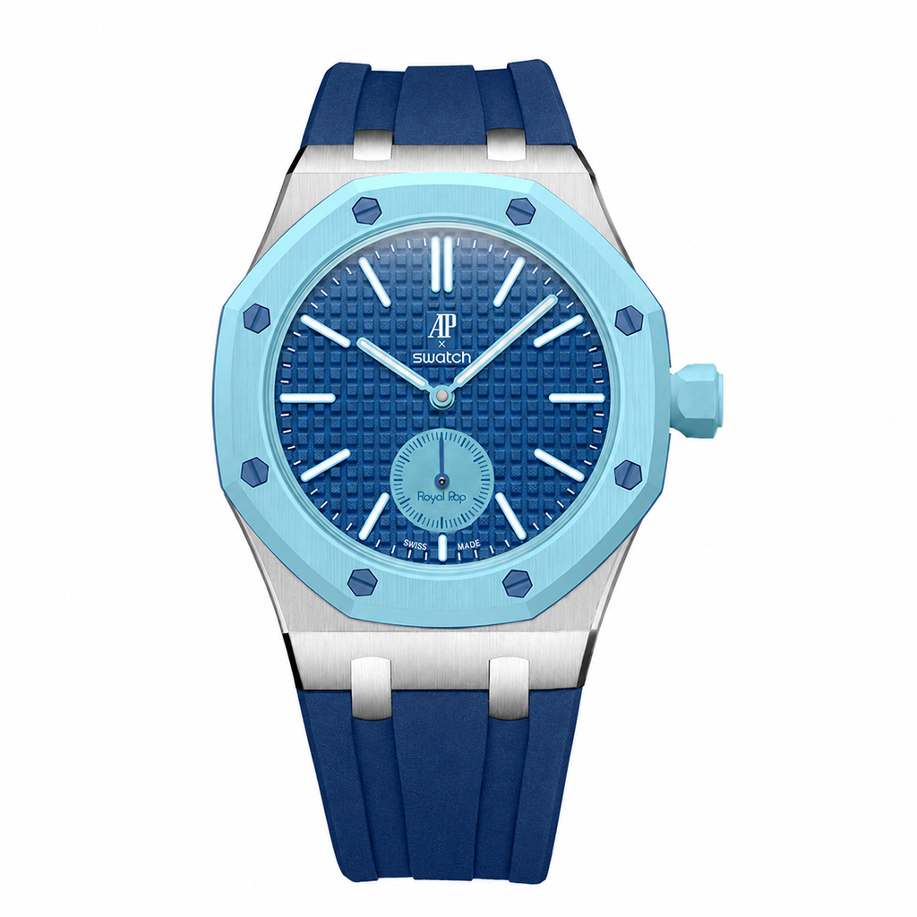 Stainless Steel Rubber Strap Case For AP x Swatch Royal Pop Làn Ba